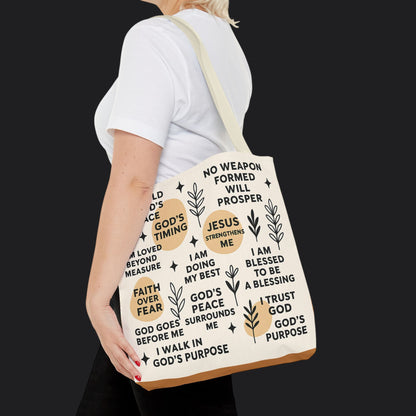 Faith Over Fear Christian Affirmation Tote Bag — Christian Gift Canvas Bag