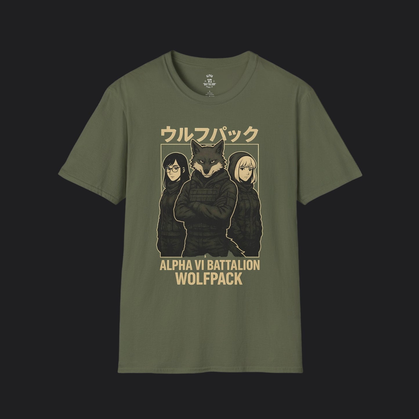 Alpha VI Battalion Wolf Pack Anime Tee — Military Wolf Pack Veteran T-Shirt