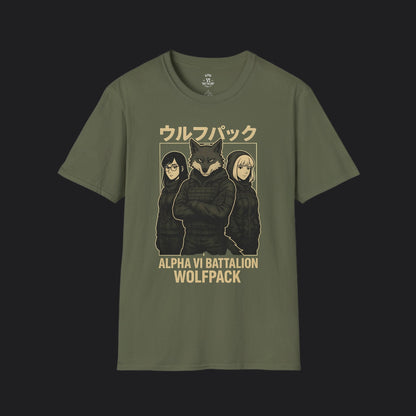 Alpha VI Battalion Wolf Pack Anime Tee — Military Wolf Pack Veteran T-Shirt