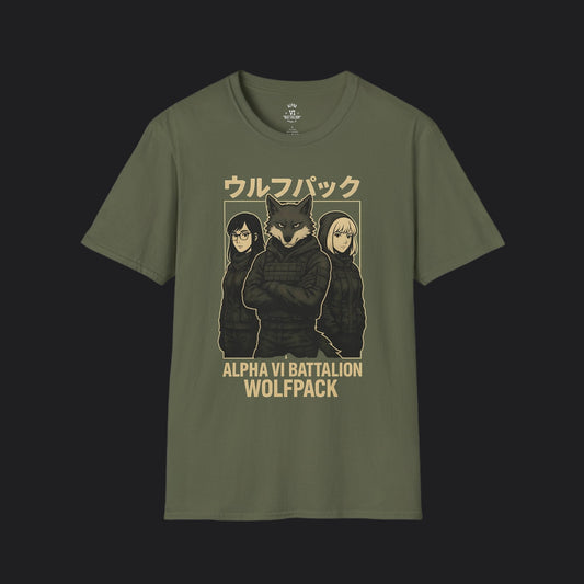 Alpha VI Battalion Wolf Pack Anime Tee — Military Wolf Pack Veteran T-Shirt