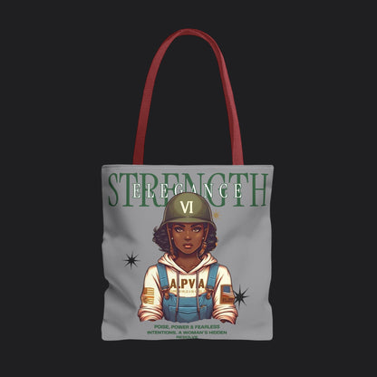 Strength and Elegance Heritage Edition Tote Bag — Military Women Veteran Canvas Bag