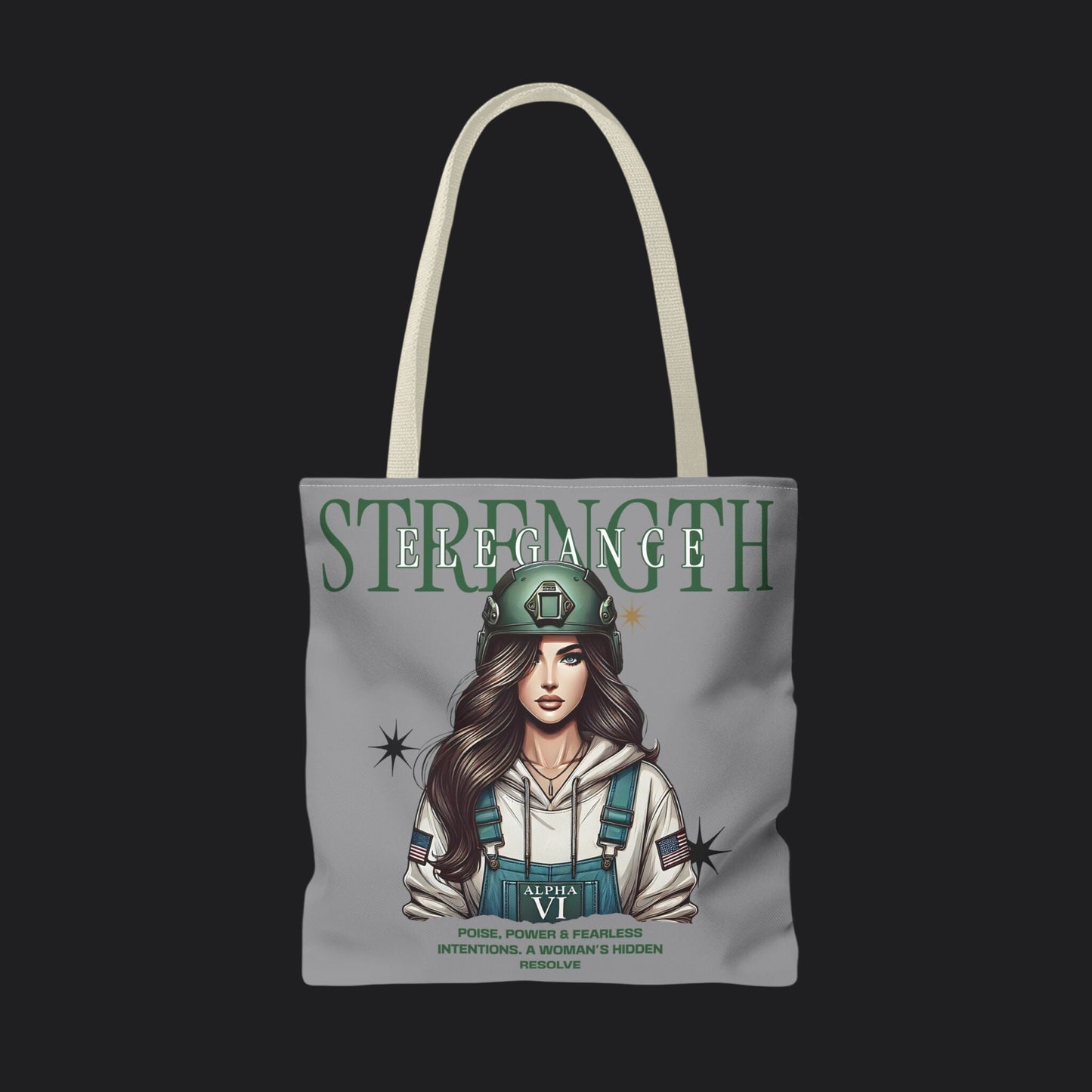 Strength and Elegance Tote Bag — Military Women Veteran Gift Canvas Bag