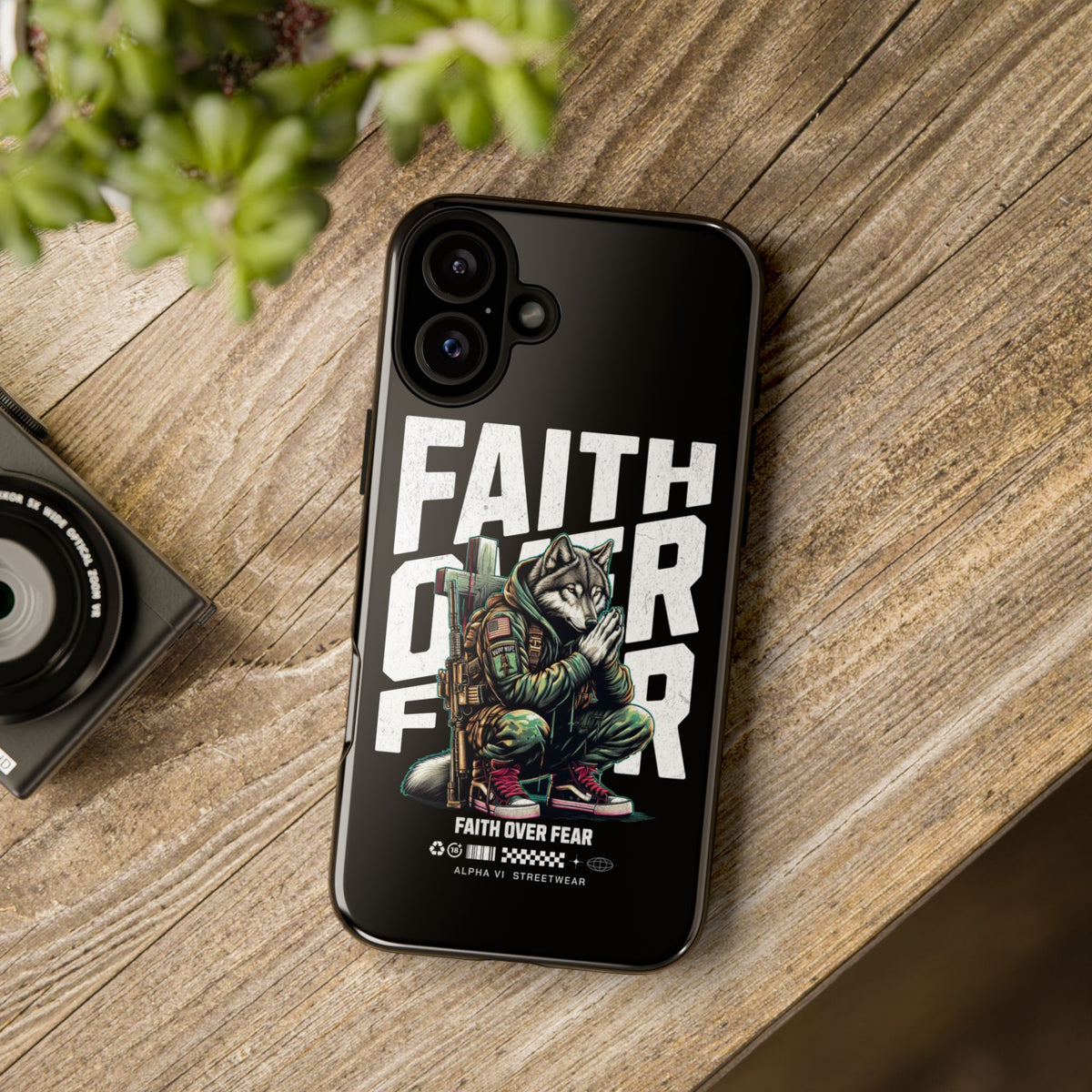 Faith Over Fear Wolf Warrior Tough Phone Case