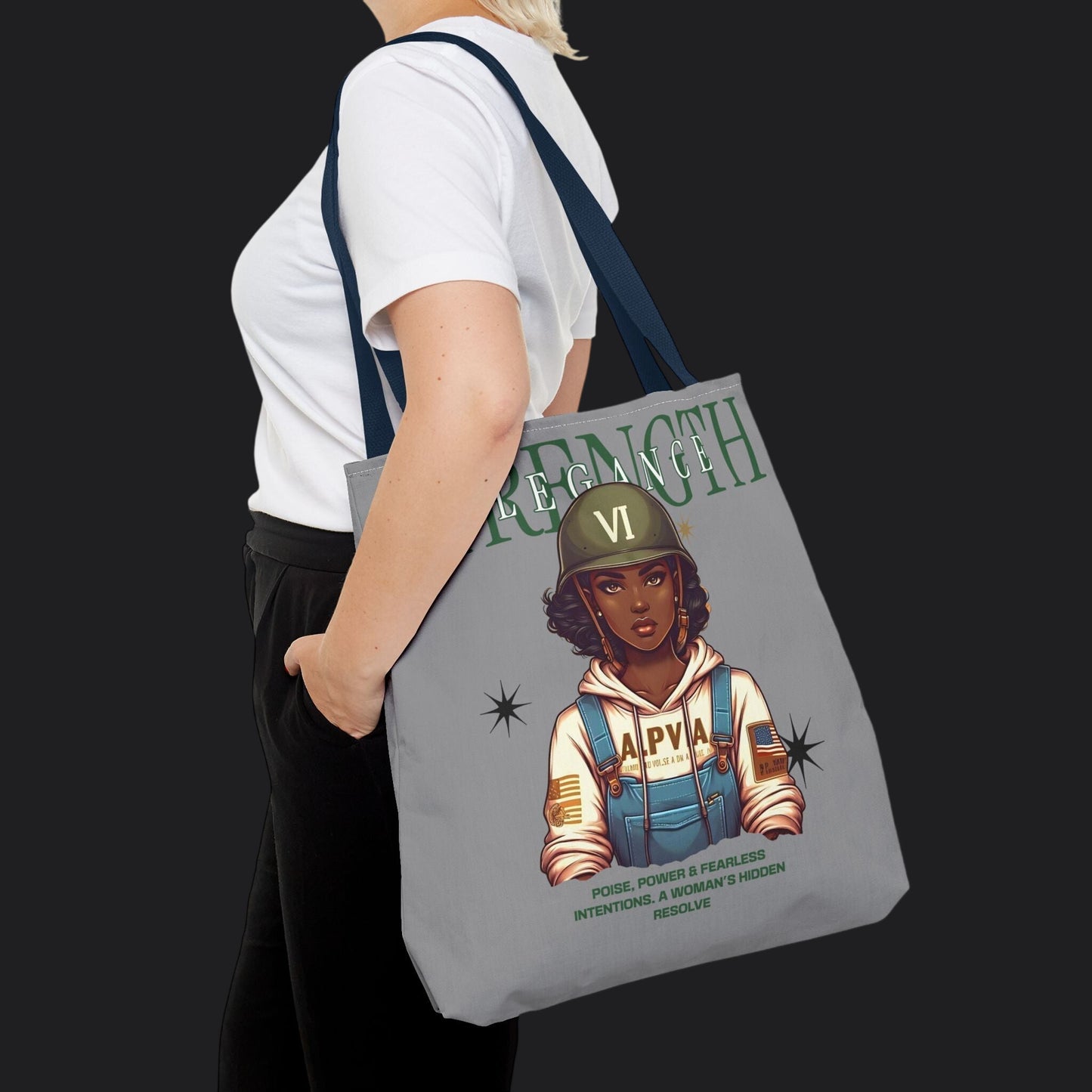 Strength and Elegance Heritage Edition Tote Bag — Military Women Veteran Canvas Bag