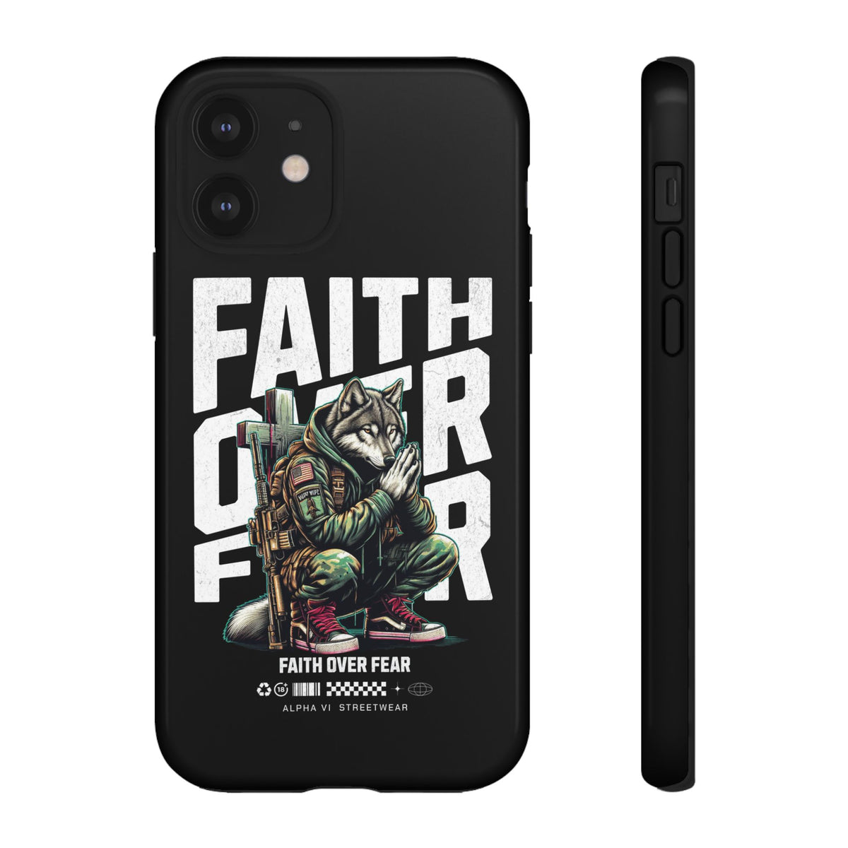 Faith Over Fear Wolf Warrior Tough Phone Case