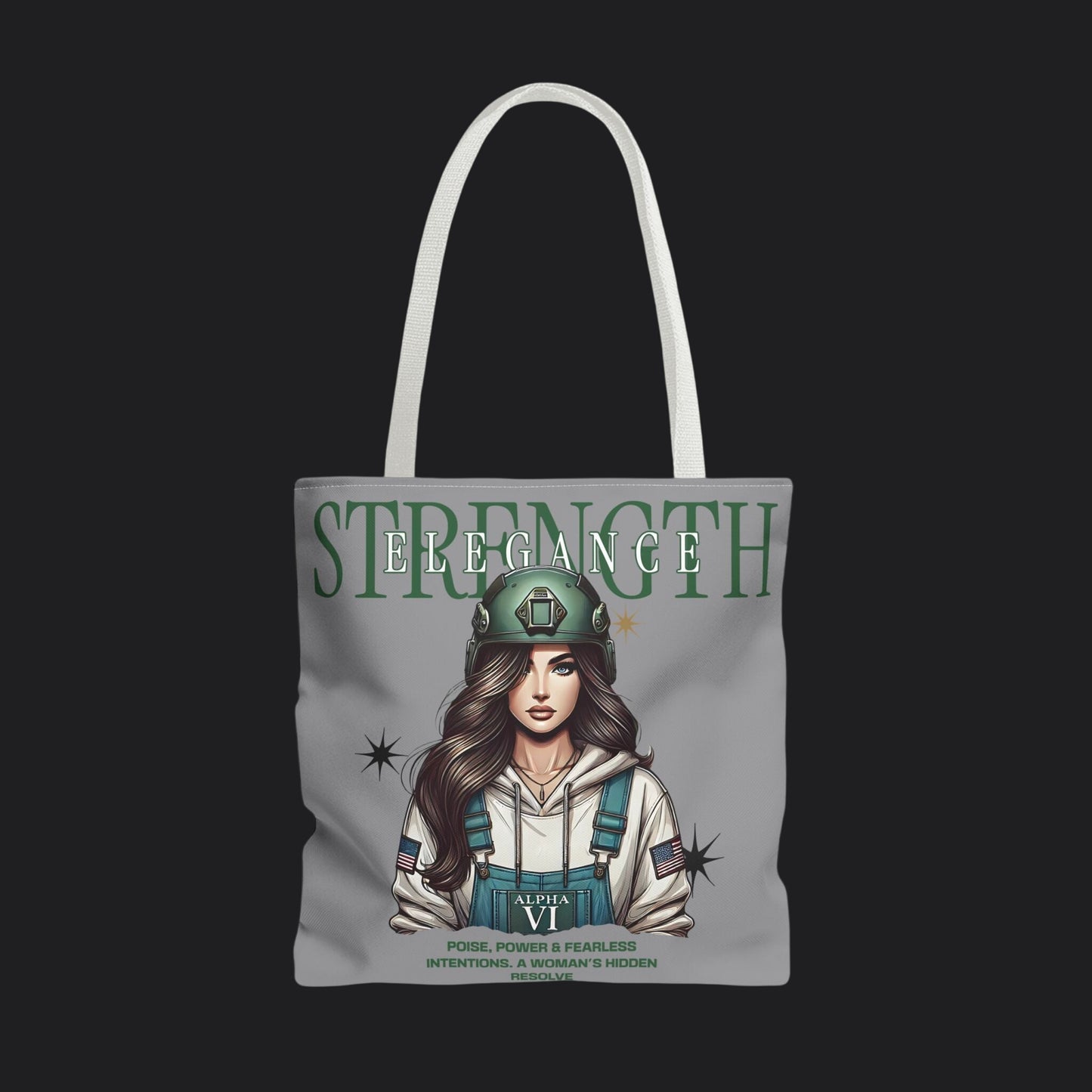 Strength and Elegance Tote Bag — Military Women Veteran Gift Canvas Bag