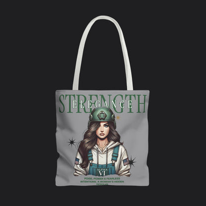 Strength and Elegance Tote Bag — Military Women Veteran Gift Canvas Bag