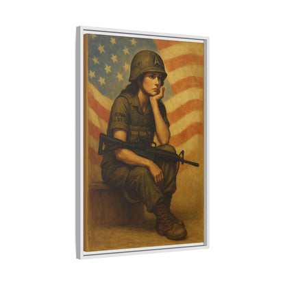 Waiting Warrior Framed Canvas
