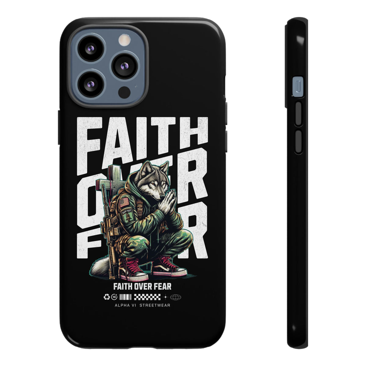 Faith Over Fear Wolf Warrior Tough Phone Case