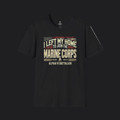 I Left My Home Marine Corps Tee — USMC Marine Veteran T-Shirt