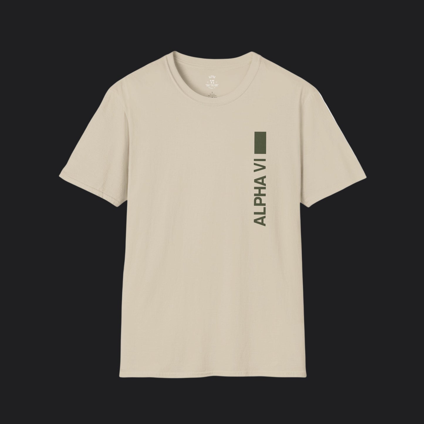 Alpha VI Vertical Mark Tee — Veteran Brand Minimalist Military T-Shirt