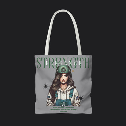 Strength and Elegance Tote Bag — Military Women Veteran Gift Canvas Bag