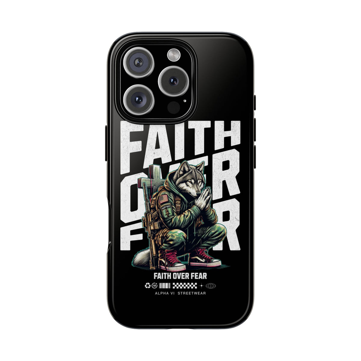 Faith Over Fear Wolf Warrior Tough Phone Case
