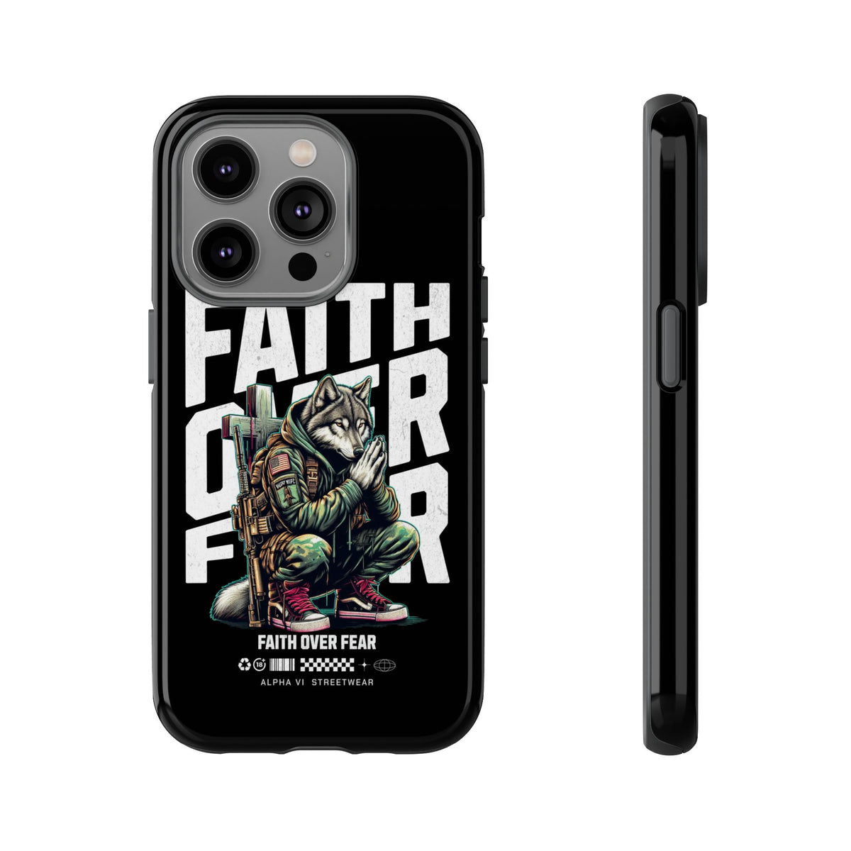Faith Over Fear Wolf Warrior Tough Phone Case