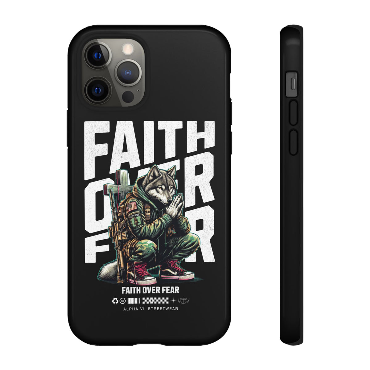 Faith Over Fear Wolf Warrior Tough Phone Case