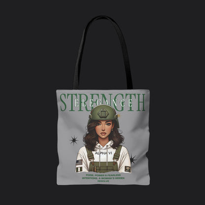 Strength and Elegance Spirit Edition Tote Bag — Military Women Veteran Canvas Bag
