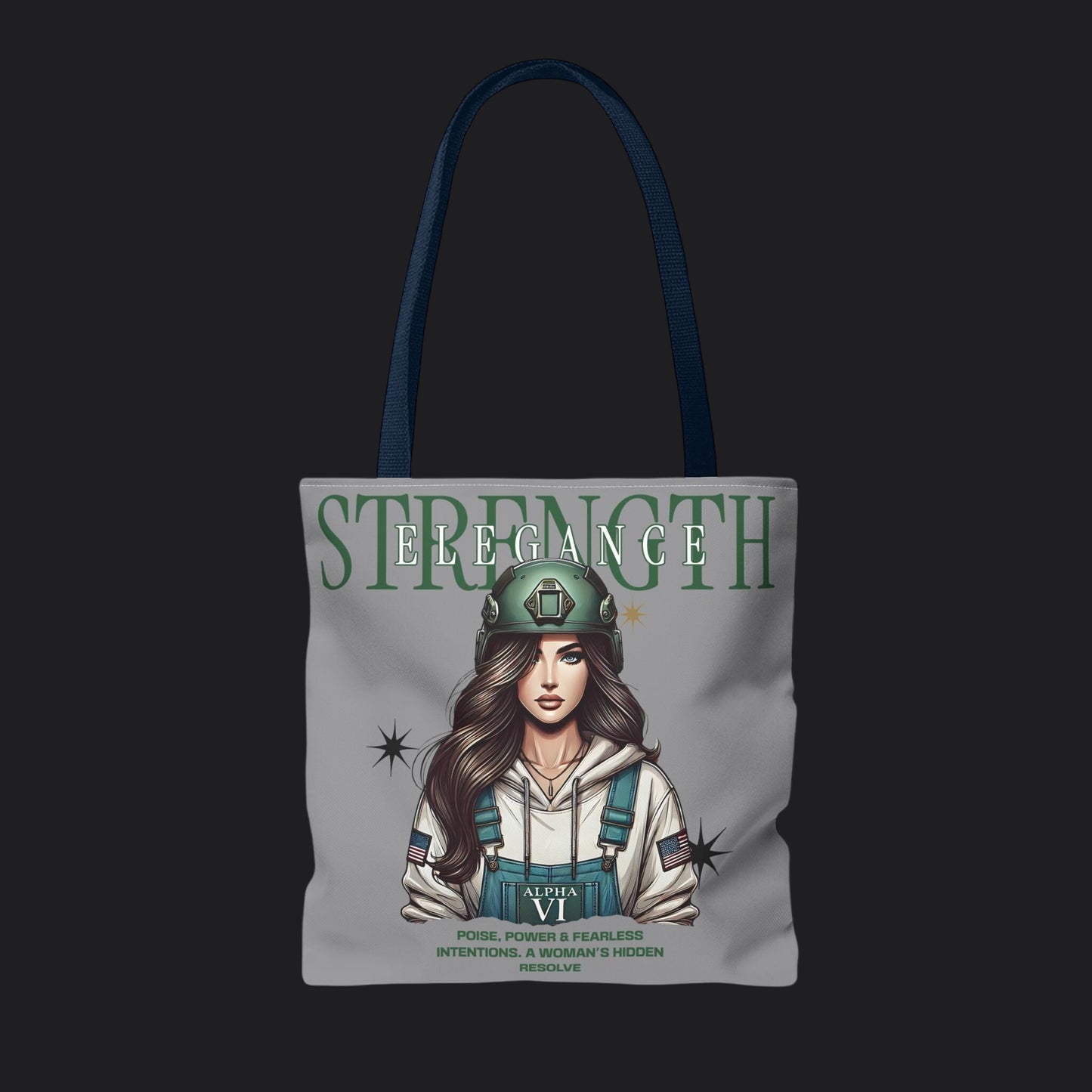 Strength and Elegance Tote Bag — Military Women Veteran Gift Canvas Bag