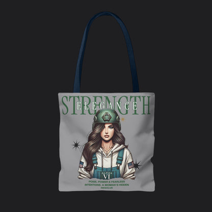 Strength and Elegance Tote Bag — Military Women Veteran Gift Canvas Bag