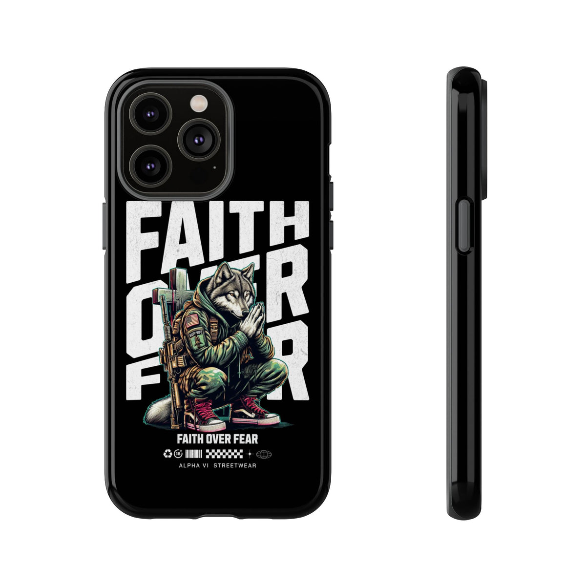 Faith Over Fear Wolf Warrior Tough Phone Case