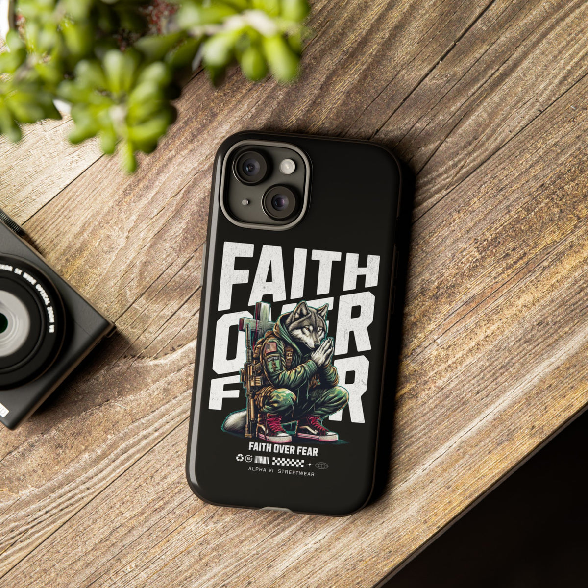Faith Over Fear Wolf Warrior Tough Phone Case