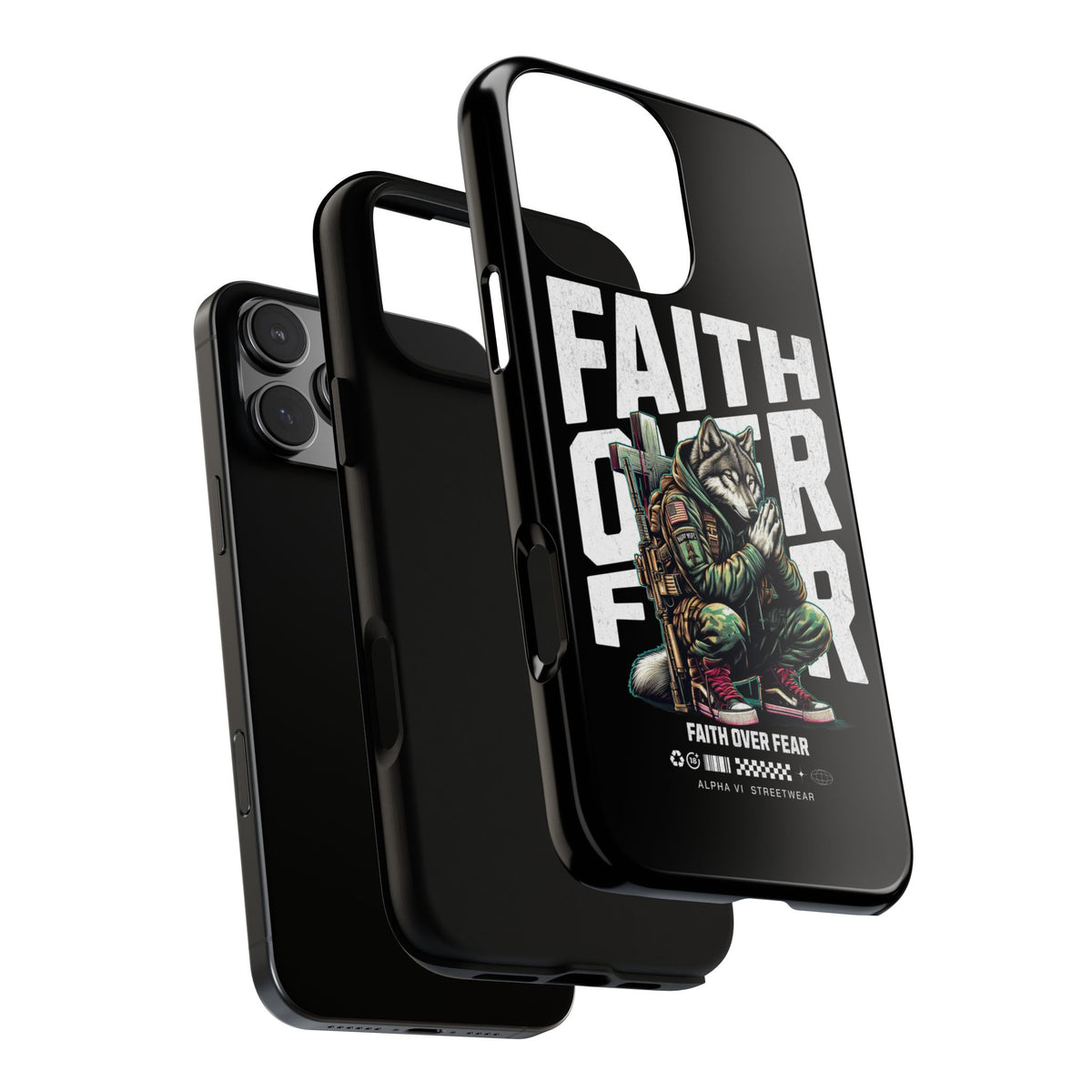 Faith Over Fear Wolf Warrior Tough Phone Case