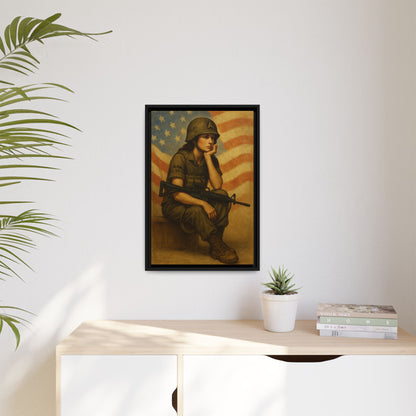 Waiting Warrior Framed Canvas