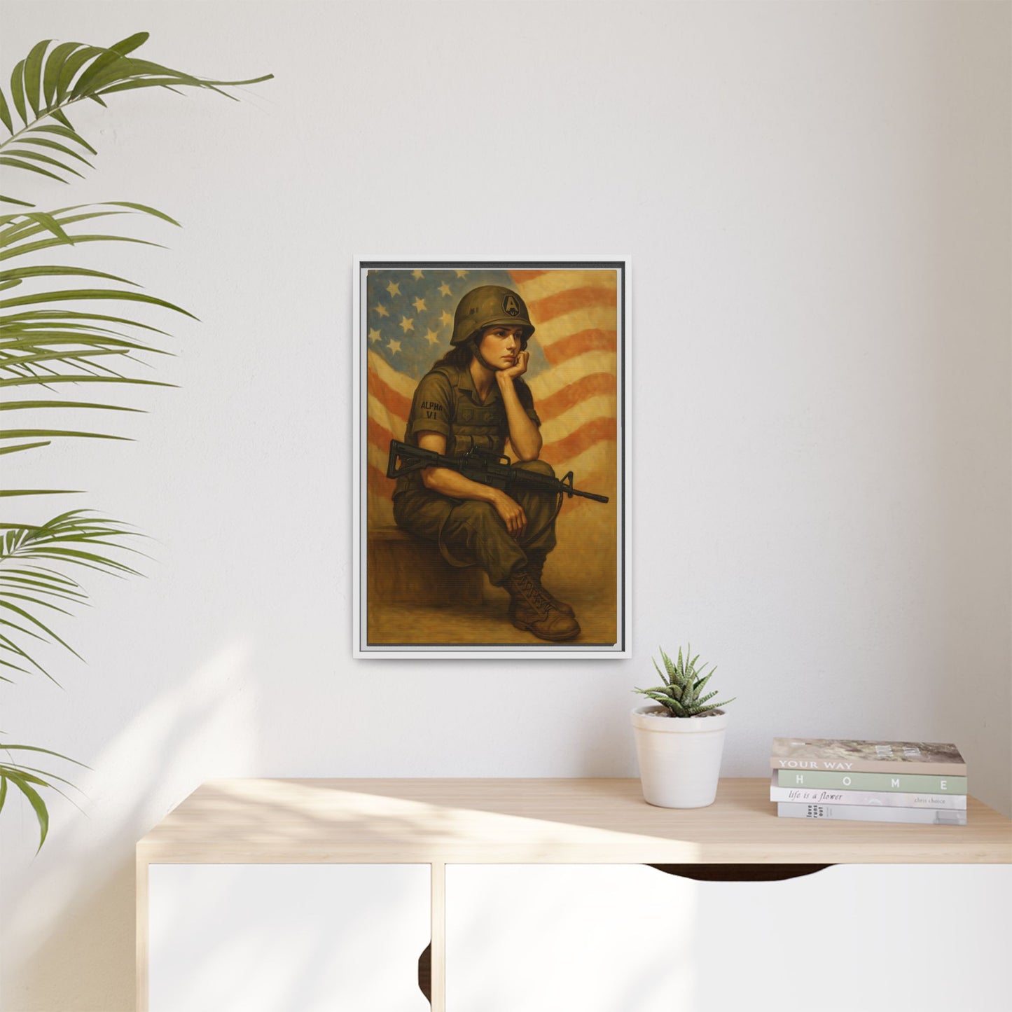 Waiting Warrior Framed Canvas
