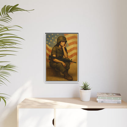 Waiting Warrior Framed Canvas