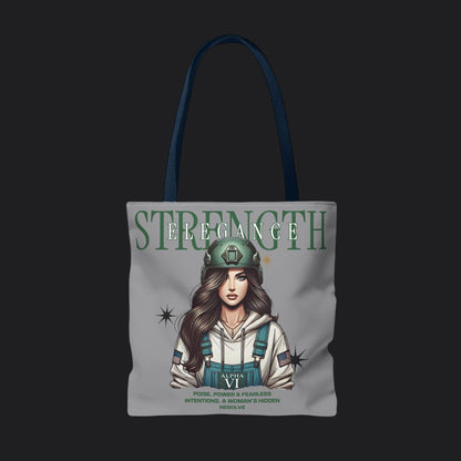 Strength and Elegance Tote Bag — Military Women Veteran Gift Canvas Bag