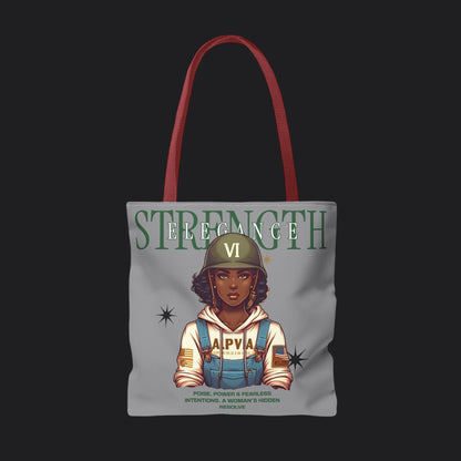 Strength and Elegance Heritage Edition Tote Bag — Military Women Veteran Canvas Bag