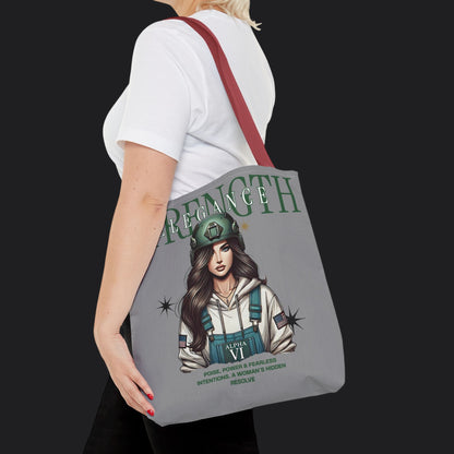 Strength and Elegance Tote Bag — Military Women Veteran Gift Canvas Bag