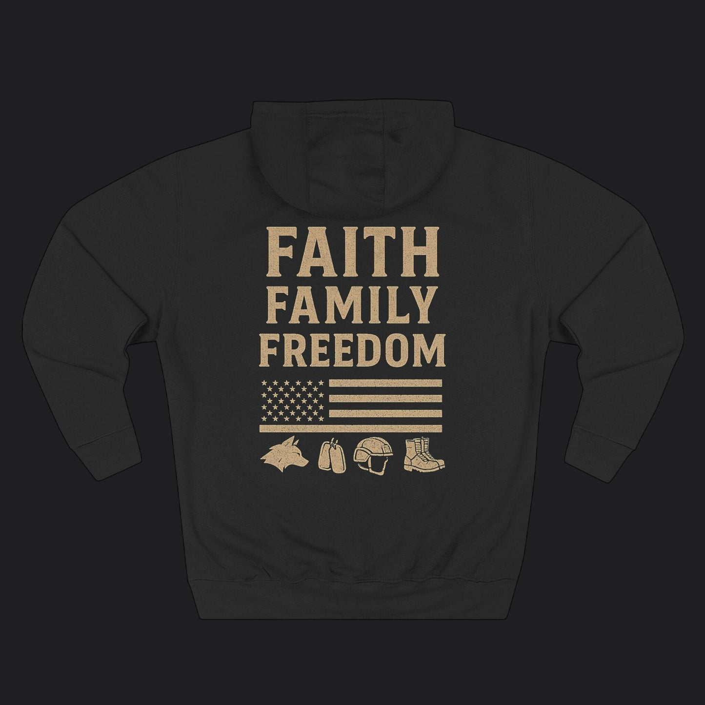 Faith Family Freedom Hoodie — Christian Patriotic Veteran Premium Pullover