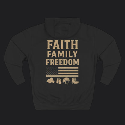 Faith Family Freedom Hoodie — Christian Patriotic Veteran Premium Pullover