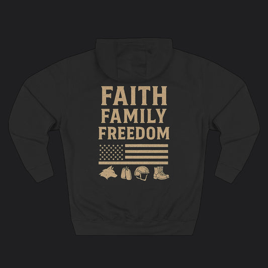 Faith Family Freedom Hoodie — Christian Patriotic Veteran Premium Pullover