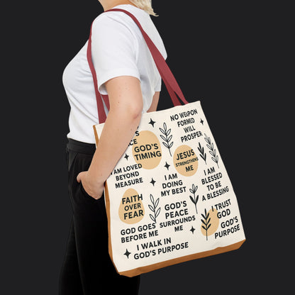 Faith Over Fear Christian Affirmation Tote Bag — Christian Gift Canvas Bag