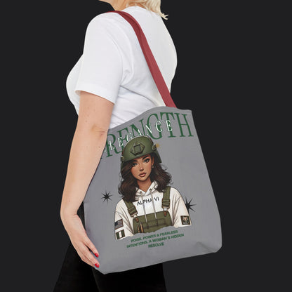 Strength and Elegance Spirit Edition Tote Bag — Military Women Veteran Canvas Bag