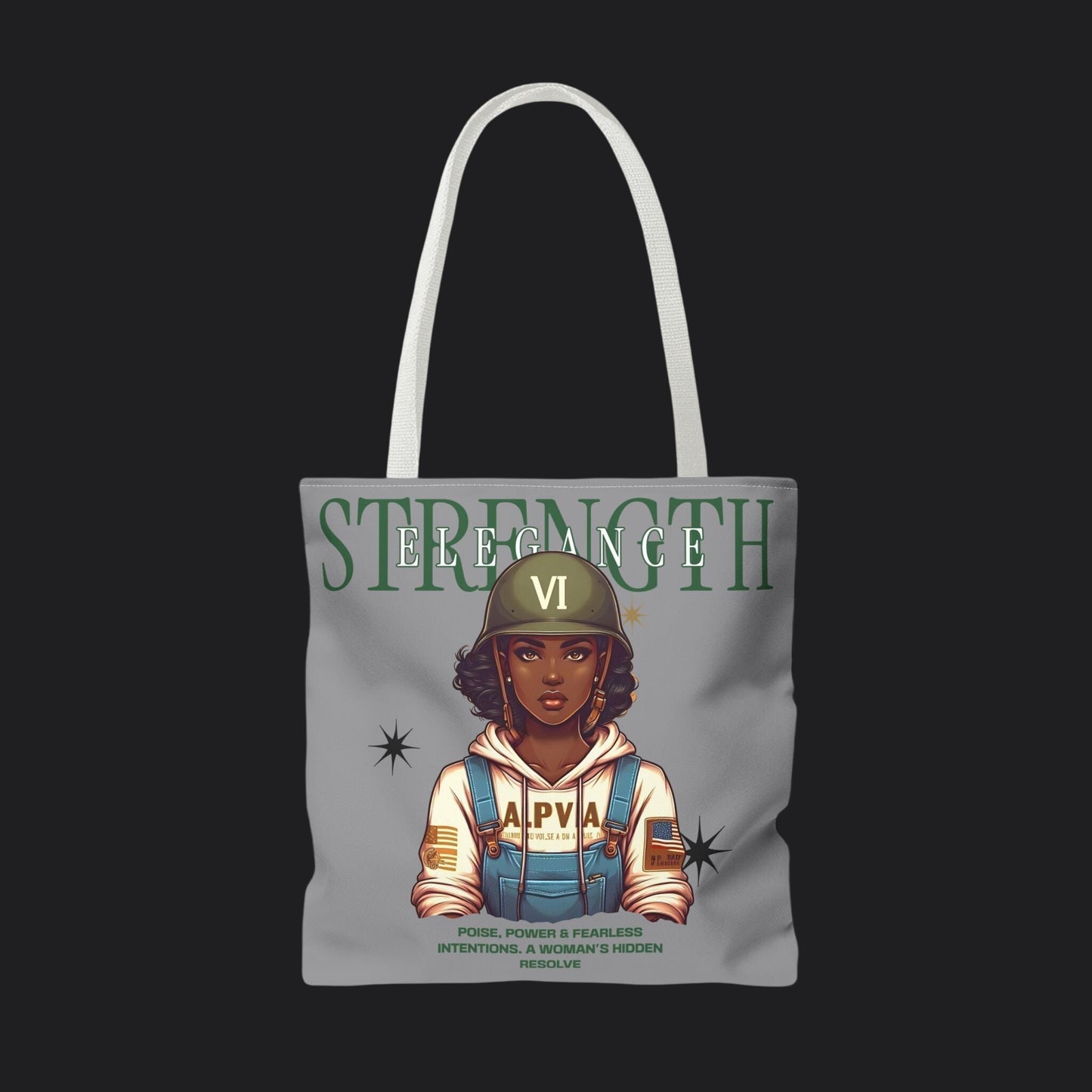 Strength and Elegance Heritage Edition Tote Bag — Military Women Veteran Canvas Bag