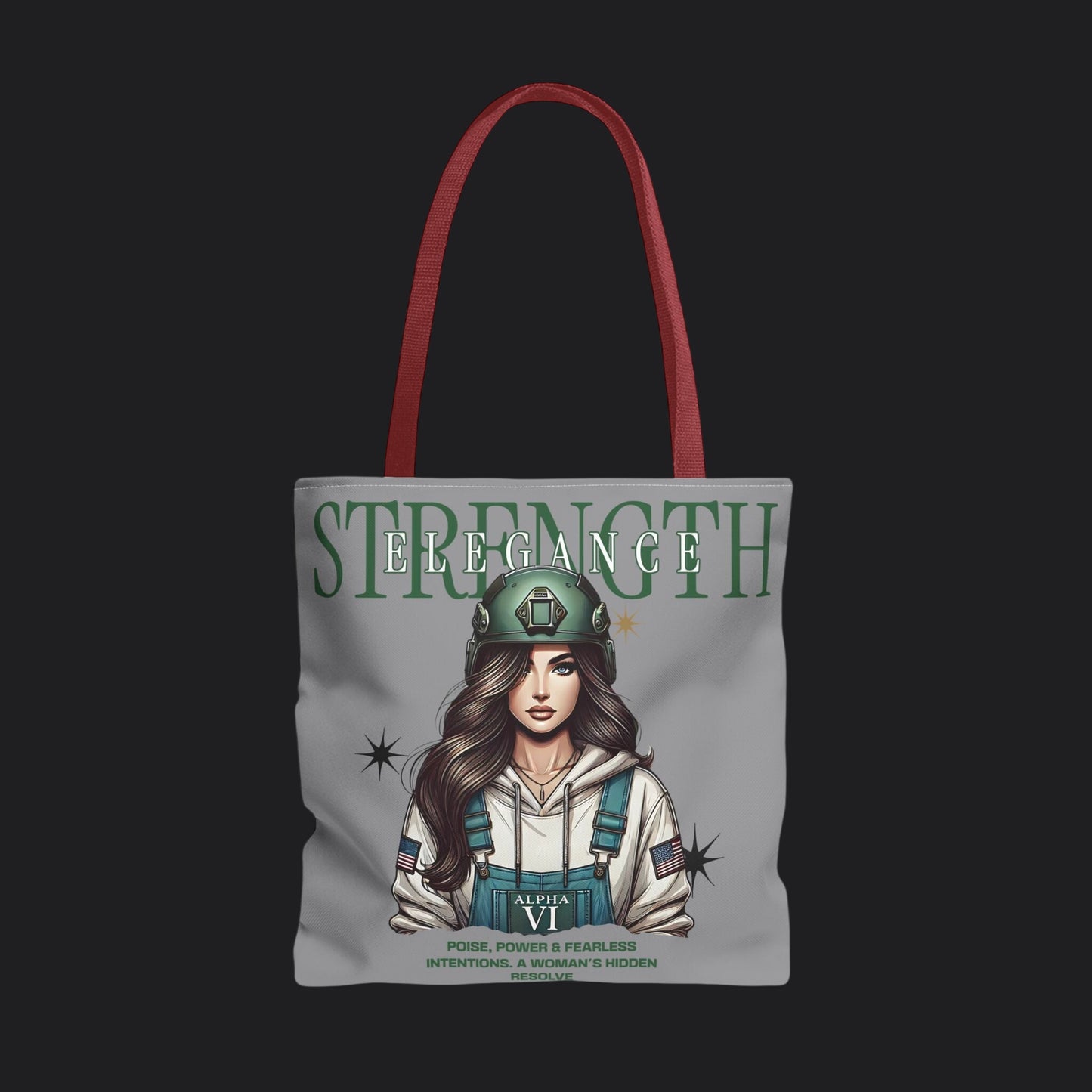 Strength and Elegance Tote Bag — Military Women Veteran Gift Canvas Bag