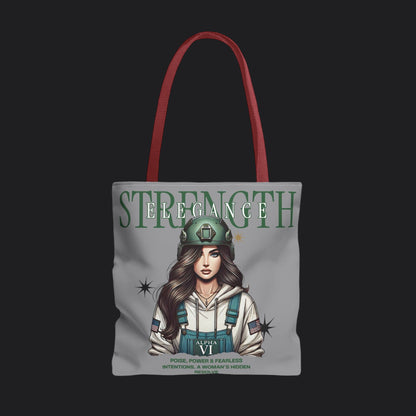 Strength and Elegance Tote Bag — Military Women Veteran Gift Canvas Bag