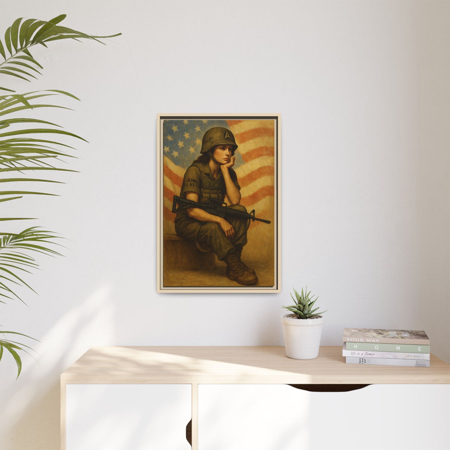 Waiting Warrior Framed Canvas
