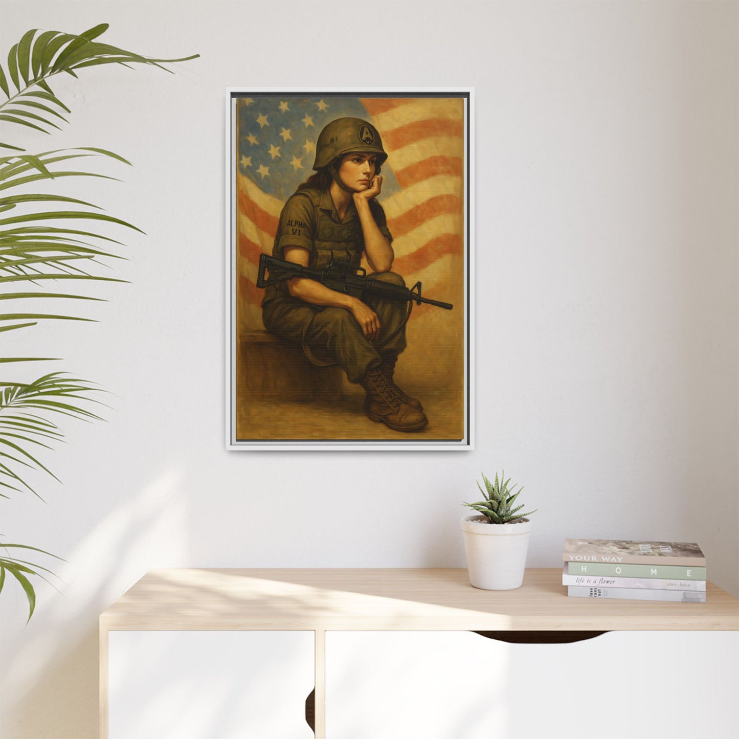 Waiting Warrior Framed Canvas