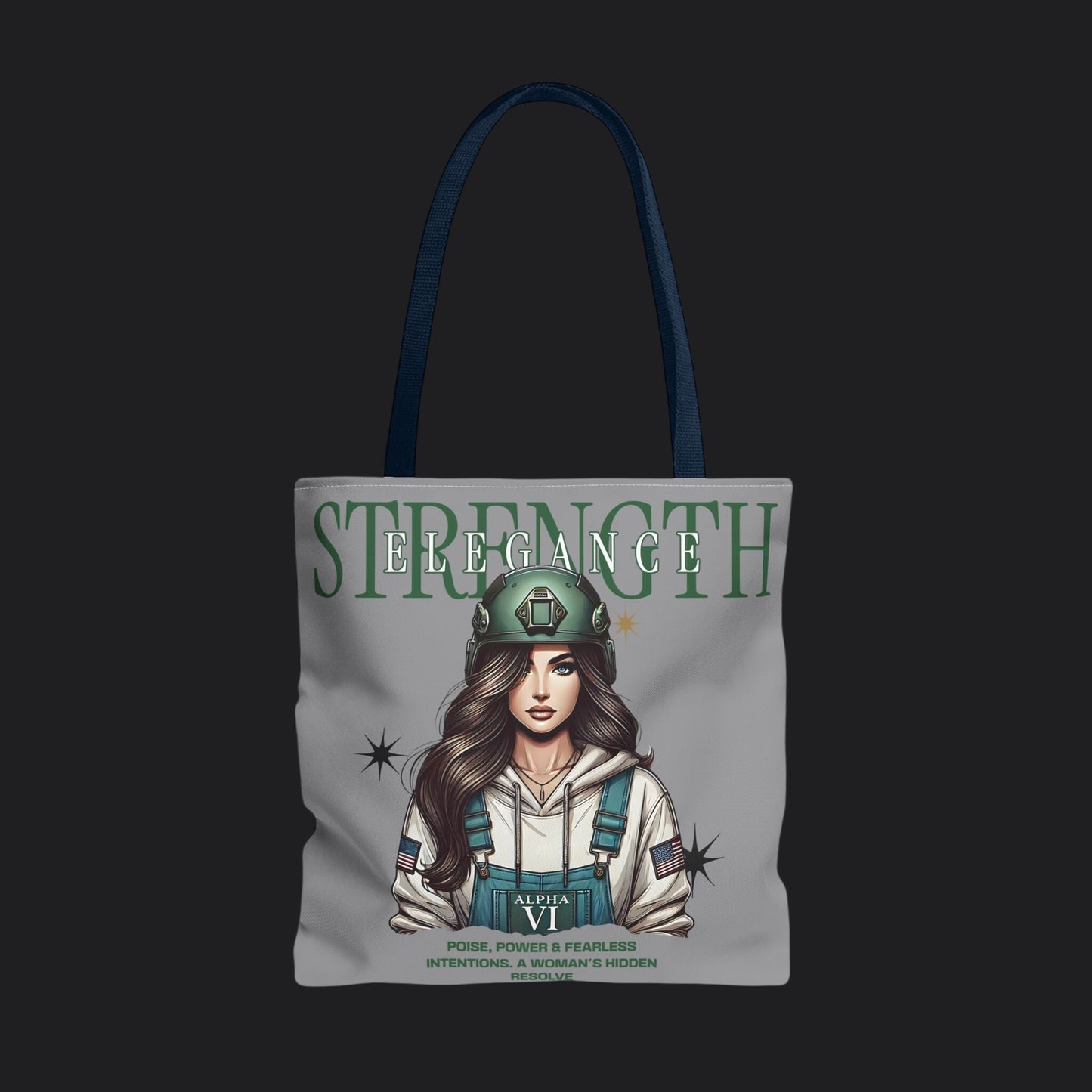 Strength and Elegance Tote Bag — Military Women Veteran Gift Canvas Bag