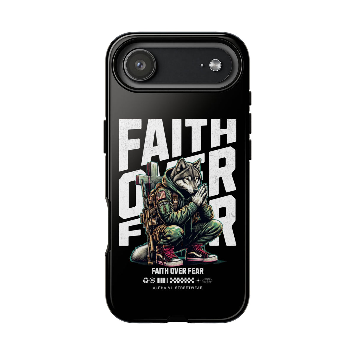 Faith Over Fear Wolf Warrior Tough Phone Case