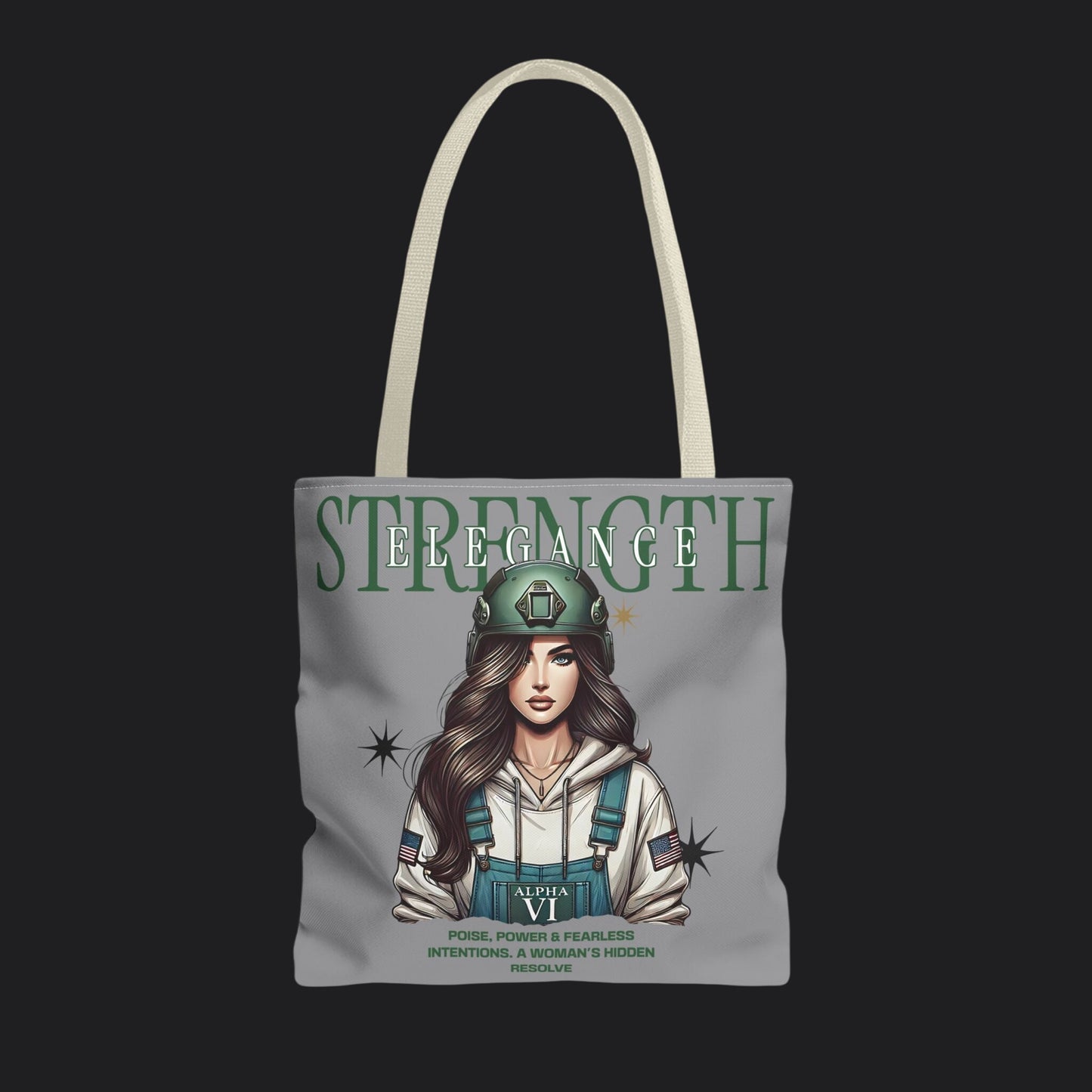 Strength and Elegance Tote Bag — Military Women Veteran Gift Canvas Bag
