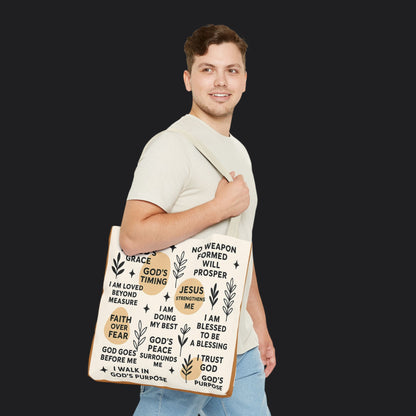 Faith Over Fear Christian Affirmation Tote Bag — Christian Gift Canvas Bag