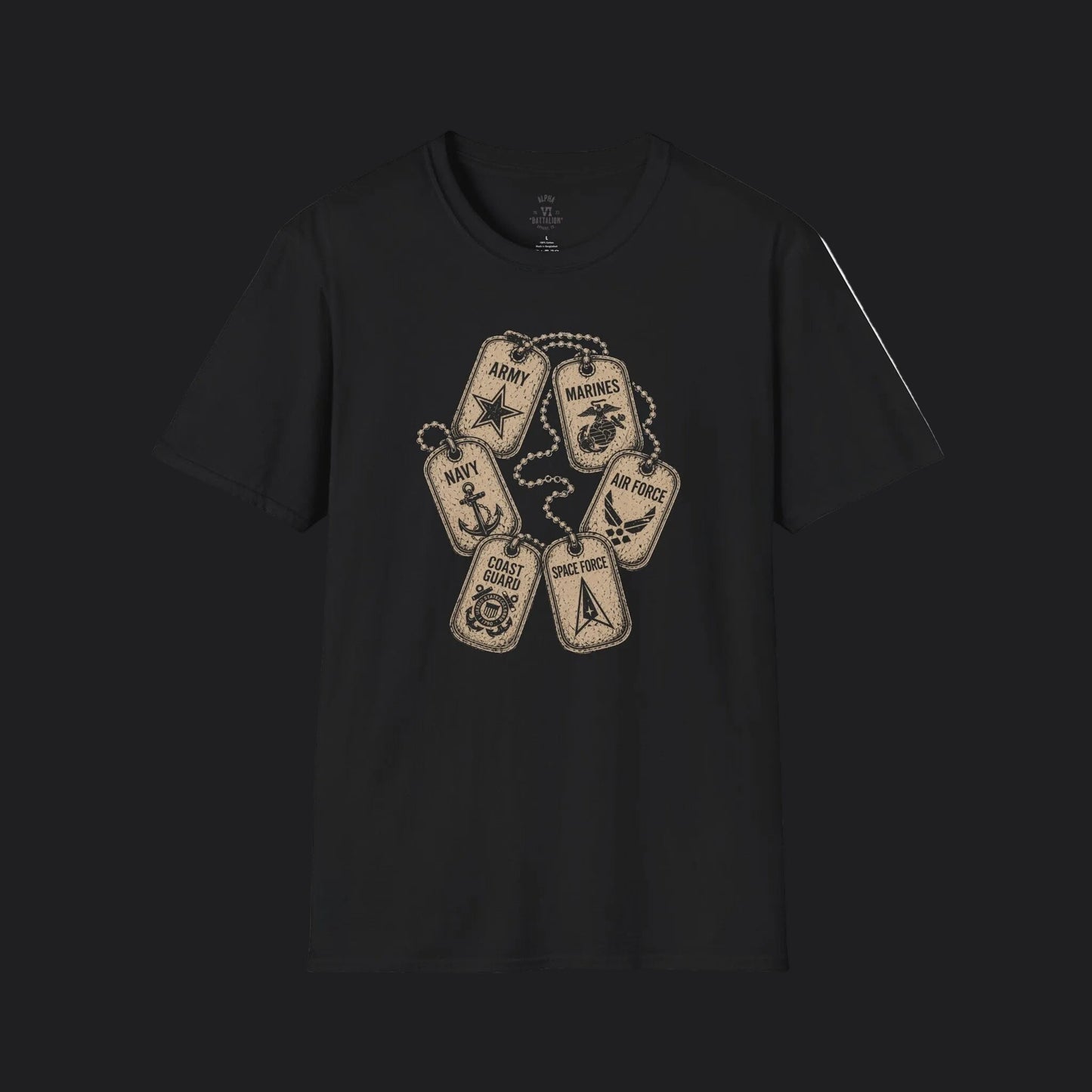 All Branches Served Dog Tag Tee — Military Pride Veteran T-Shirt