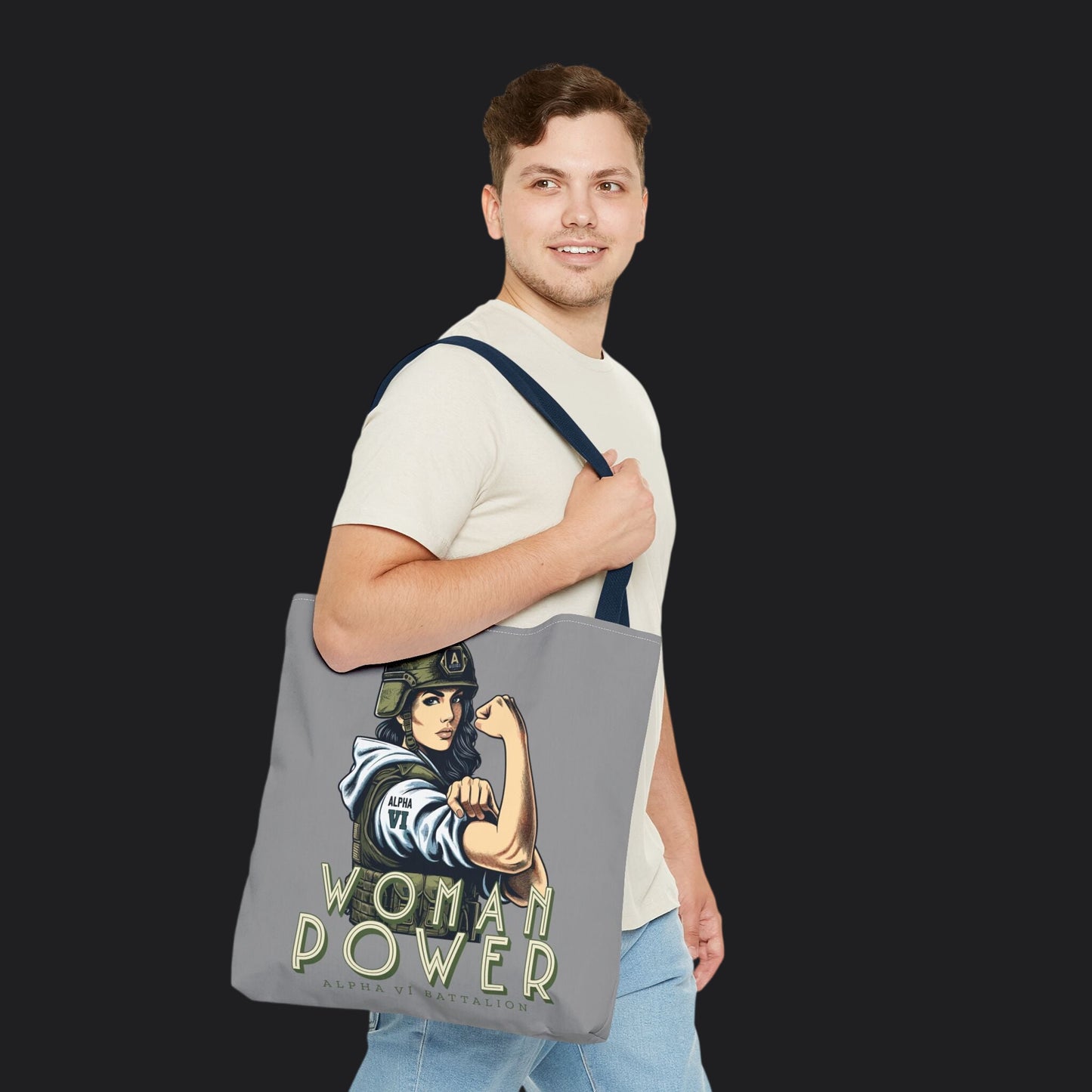 Rosie the Riveter Tote Bag — Women's Empowerment Military Canvas Bag