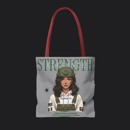 Strength and Elegance Spirit Edition Tote Bag — Military Women Veteran Canvas Bag