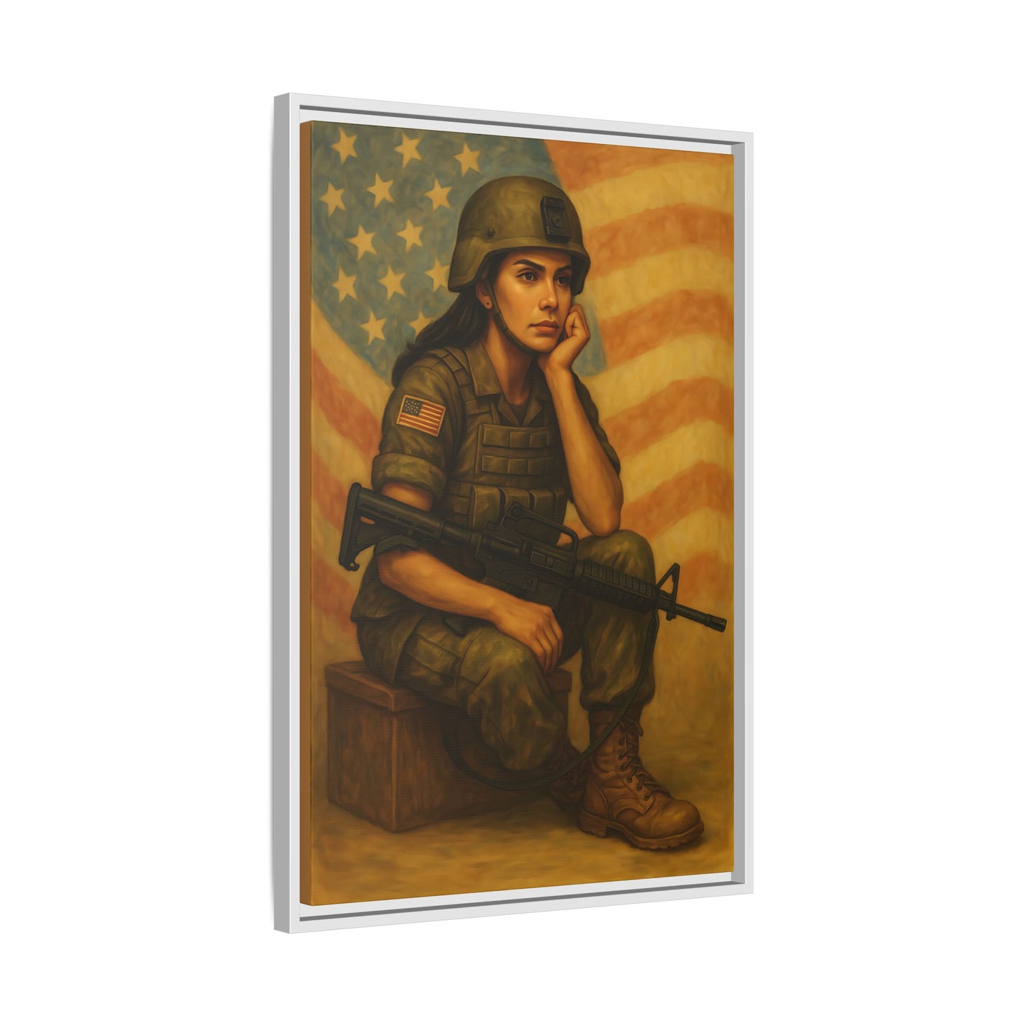 Waiting Warrior – Spirit Edition Framed Canvas