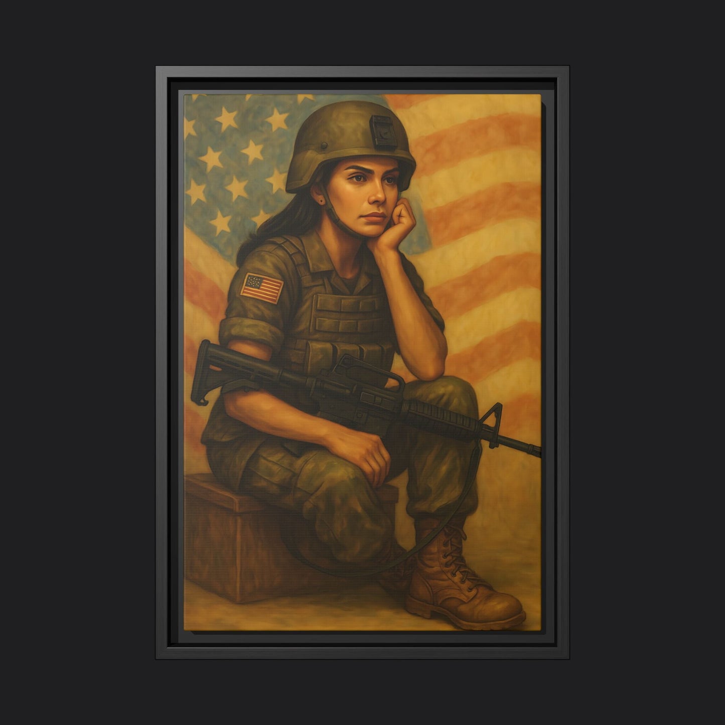 Waiting Warrior – Spirit Edition Framed Canvas
